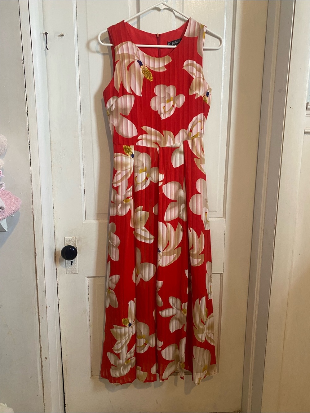 Red Floral Sleeveless Dress